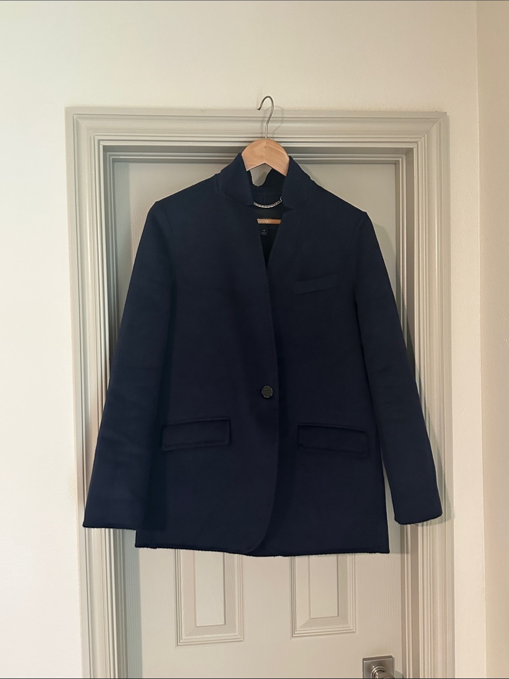 J. Crew Women's Navy Single-Button Stand-Collar Blazer